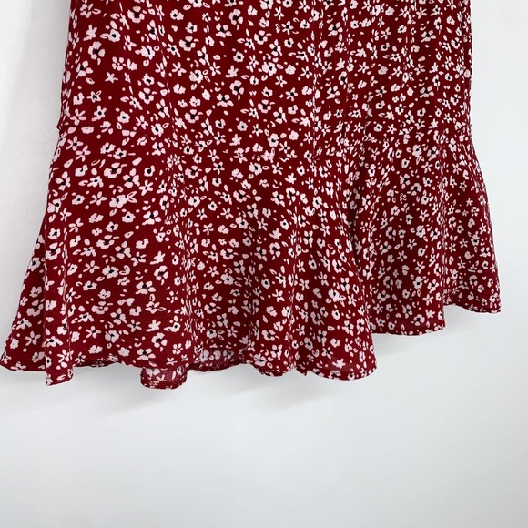 ZARA Printed Bermuda Skort Floral Mini Skirt, Red - Picture 6 of 11